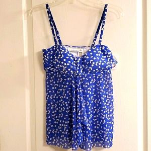 Croft and Barrow Tankini Top in Blue and White NWT 8